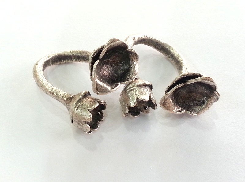 Silver Plated Brass Adjustable Ring Base Blank (8 and 10 mm Blank)  G3548