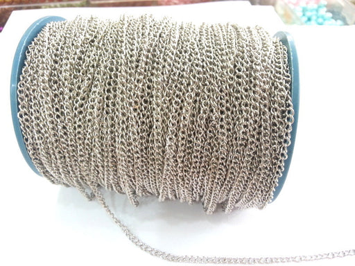 333ft Silver Chain Silver Color curb chain 2x3 mm - unsoldered , 333 feet - 100 meters  G2474