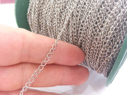 10mt Silver Chain curb chain 3x4 mm - unsoldered ,33 feet - 10 meters   G2477