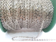 Silver color round cable flat chain 16.5 feet - 5 meters 3x4 mm - unsoldered , G2470