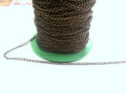 33 feet - 10 meters Antique   plated curb chain 2x3 mm - unsoldered , G2479