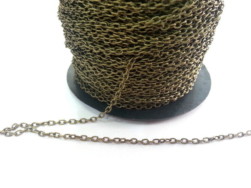 33ft Antique brass Chain round cable chain 2x3 mm - unsoldered ,33 feet - 10 meters   G2478