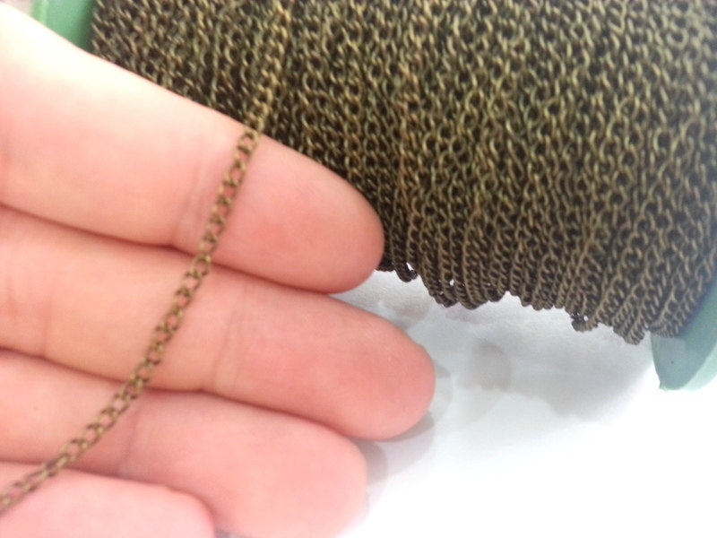 33 feet - 10 meters Antique   plated curb chain 2x3 mm - unsoldered , G2479