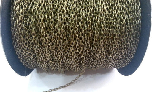 5 mt Antique Brass Chain round cable chain 3x4 mm - unsoldered 16.5 feet  - 5 meters  , G2481