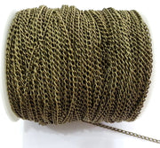 Curb chain Antique brass plated 3x4 mm 16.5 feet - 5 meters  - unsoldered , G2488