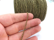 Curb chain Antique brass plated 3x4 mm 16.5 feet - 5 meters  - unsoldered , G2488