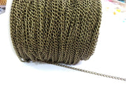 Curb chain Antique brass plated 3x4 mm 16.5 feet - 5 meters  - unsoldered , G2488