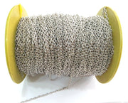 Silver Tone Chain 33 feet - 10 meters of Silver color round cable chain 3x4 mm - unsoldered , G2512