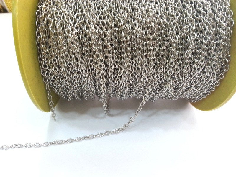 Silver color cable chain 333 feet - 100 meters 3x4 mm unsoldered G2512