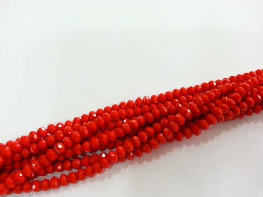 90 Pcs (6x5 mm) Red Rondelle Faceted Glass Beads , 1 strand approx.  45 cm  ( approx. 17,5 inch) G2552