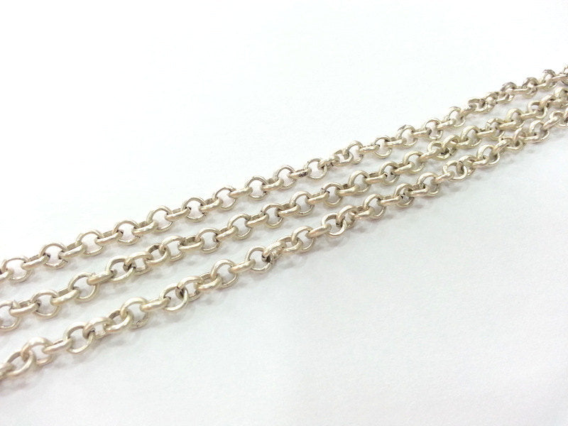 Silver Rolo Chain 1 Meter - 3.3 Feet  (4,8 mm) Antique Silver Plated Rolo Chain G9963