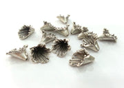 2 Silver Cones Antique Silver Plated Brass  , Findings 2 Pcs (16x12 mm) G9460
