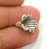 2 Silver Cones Antique Silver Plated Brass  , Findings 2 Pcs (16x12 mm) G9460