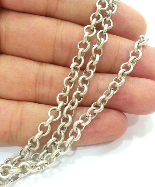 Silver Rolo Chain 1 Meter - 3.3 Feet  (4,8 mm) Antique Silver Plated Rolo Chain G9963