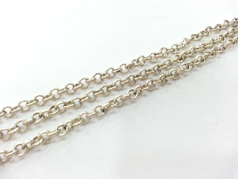 Silver Rolo Chain 1 Meter - 3.3 Feet  (4,8 mm) Antique Silver Plated Rolo Chain G9963