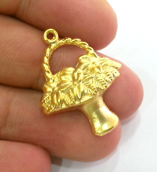2 Flower Charms Gold Plated Charms  (30x24 mm)  G2709