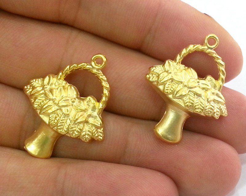 2 Flower Charms Gold Plated Charms  (30x24 mm)  G2709