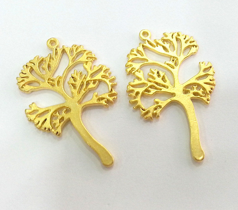 Gold Plated Tree Charms , 50x30 mm  G2716