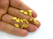 10 Pcs (10x6 mm) Leaf Charms , Gold Plated Metal G2702