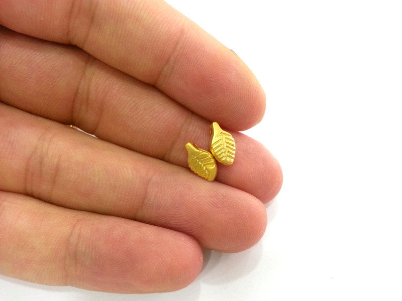 10 Pcs (10x6 mm) Leaf Charms , Gold Plated Metal G2702