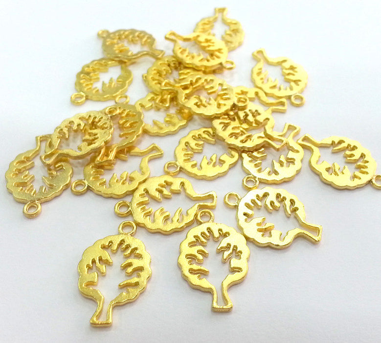 8 Tree Charms Gold Plated Charms (20x15 mm) G2707