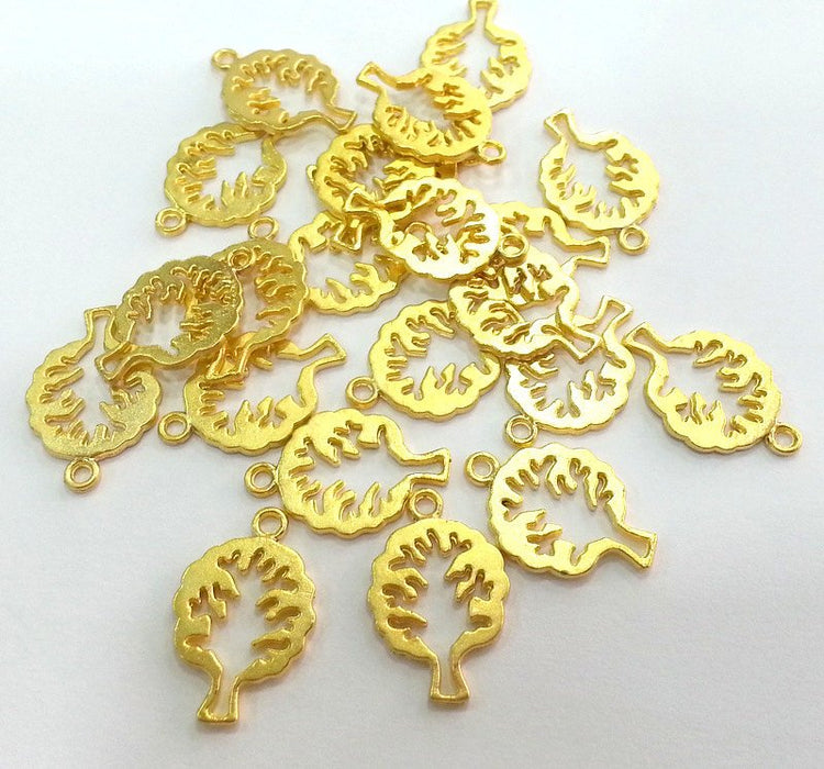 8 Tree Charms Gold Plated Charms (20x15 mm) G2707