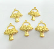 2 Flower Charms Gold Plated Charms  (30x24 mm)  G2709