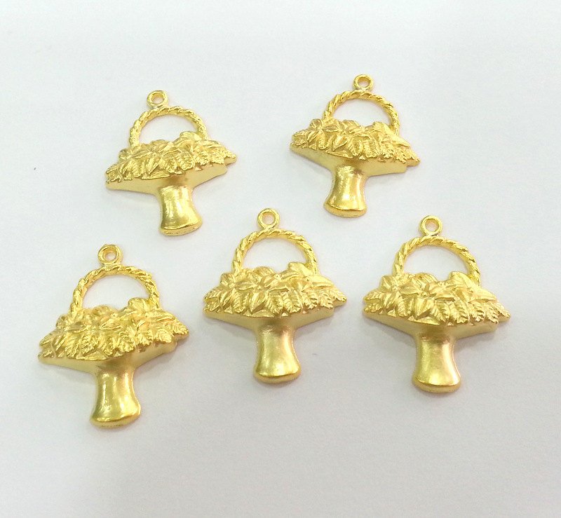 2 Flower Charms Gold Plated Charms  (30x24 mm)  G2709