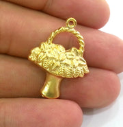 2 Flower Charms Gold Plated Charms  (30x24 mm)  G2709