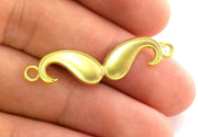 4 Gold Charms Gold Plated  Moustache Charms 4 pcs (40x10 mm)   G2738