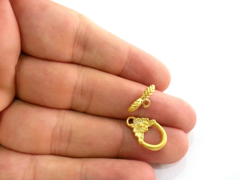 4 Gold Toggle Clasp Gold Plated Findings 4 sets  (18x12 and 15x3 mm) G2750