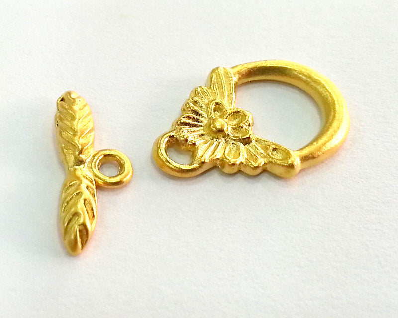 4 Gold Toggle Clasp Gold Plated Findings 4 sets  (18x12 and 15x3 mm) G2750