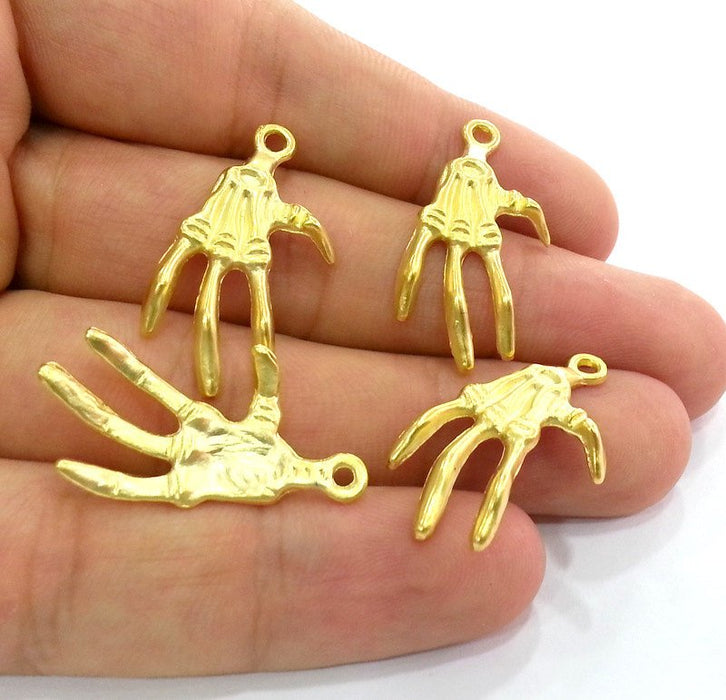 Gold Charm Hand Charms , Gold Plated Metal 2 pcs (32x20 mm) G2727