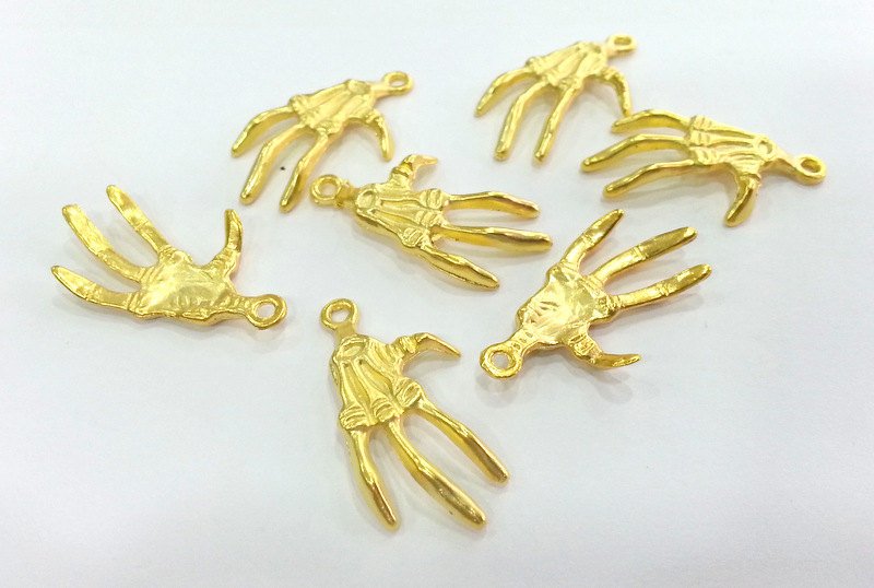 Gold Charm Hand Charms , Gold Plated Metal 2 pcs (32x20 mm) G2727