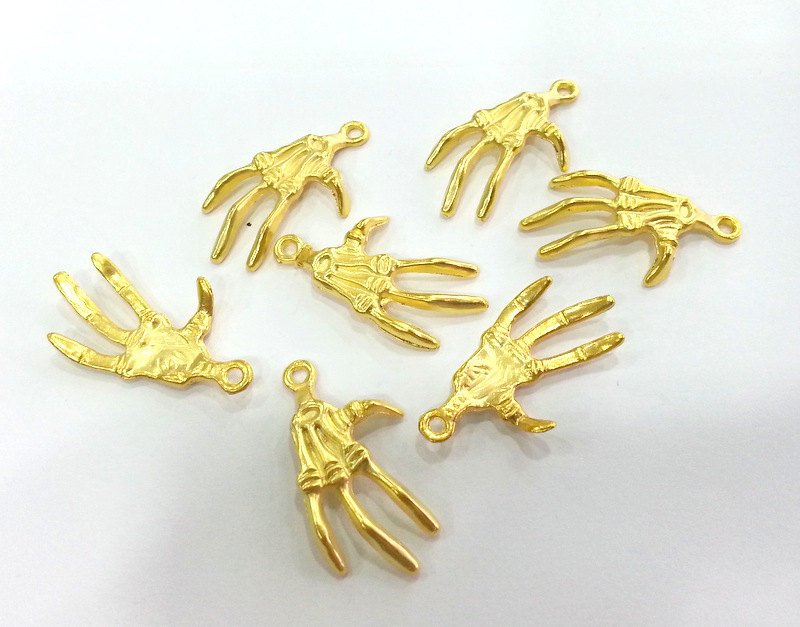 Gold Charm Hand Charms , Gold Plated Metal 2 pcs (32x20 mm) G2727