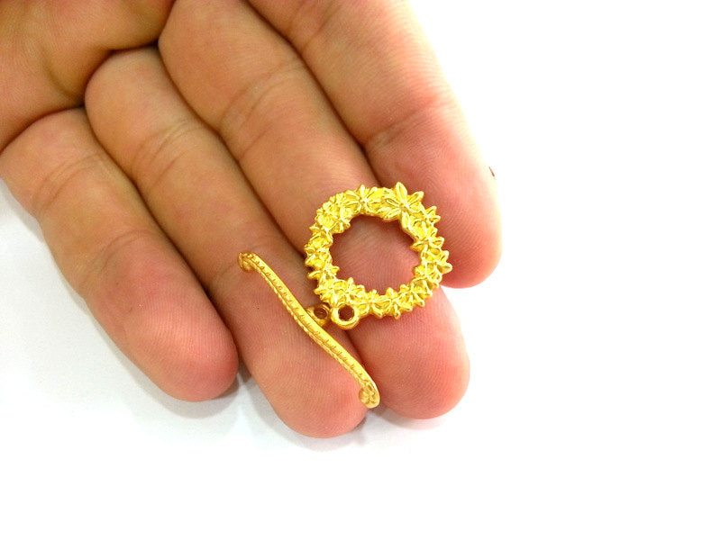 Gold Toggle Clasp Findings Gold Plated  Findings , 2 sets (24x22 and 29x2 mm)   G2752