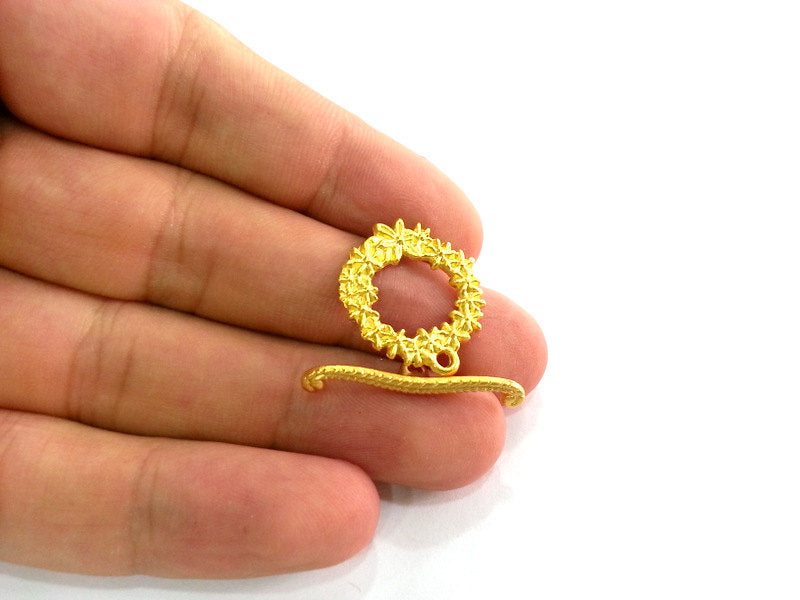 Gold Toggle Clasp Findings Gold Plated  Findings , 2 sets (24x22 and 29x2 mm)   G2752