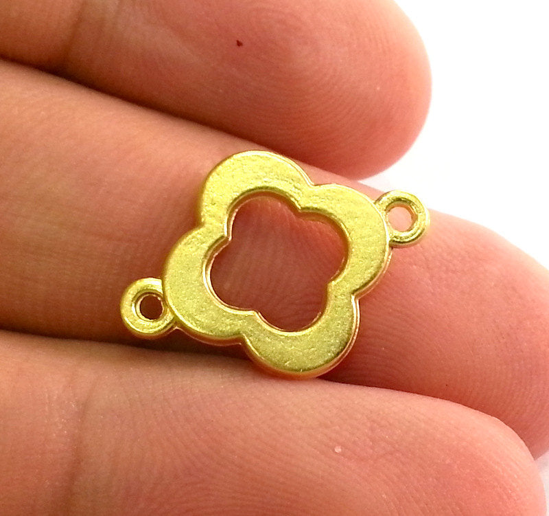 4 Gold Connector Charms Gold Plated Metal 4 pcs (21x15 mm)  G9101
