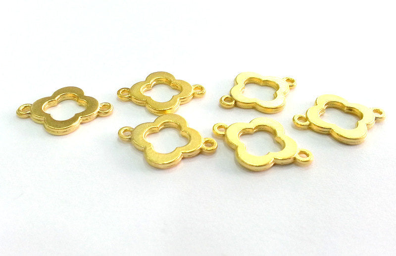 4 Gold Connector Charms Gold Plated Metal 4 pcs (21x15 mm)  G9101