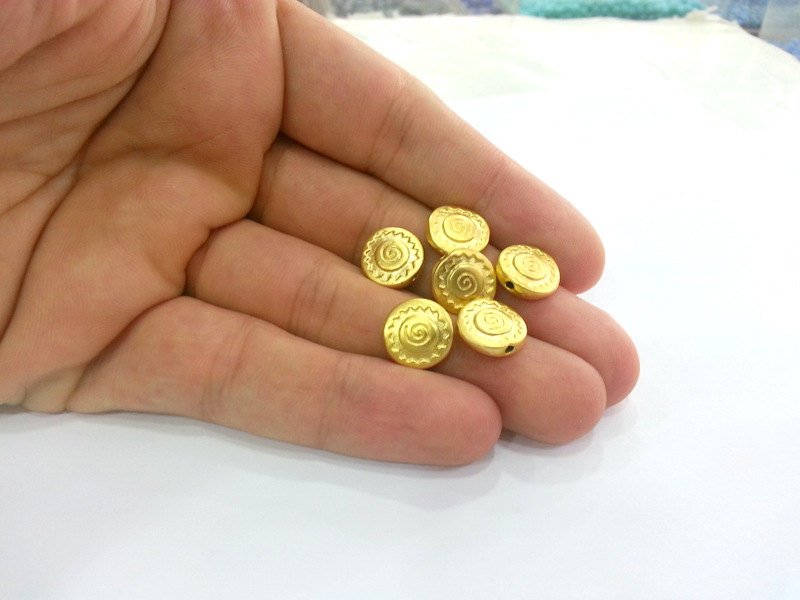 5 Gold Beads Gold Plated Metal Beads  (12 mm)  G2765