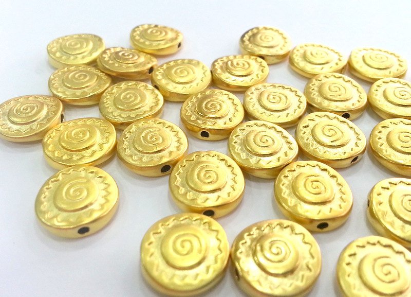 5 Gold Beads Gold Plated Metal Beads  (12 mm)  G2765
