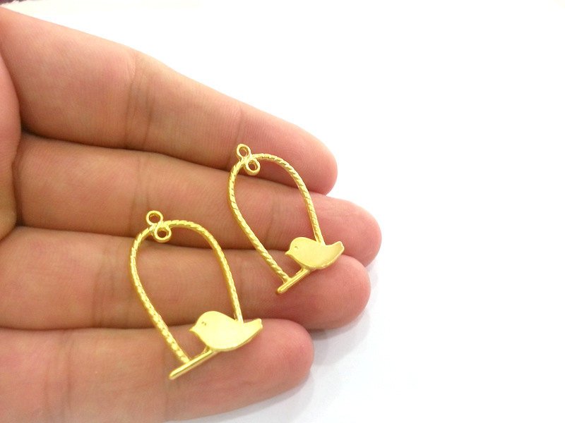 4 Bird Charms Gold Plated Bird Charms (32x19 mm)    G2780