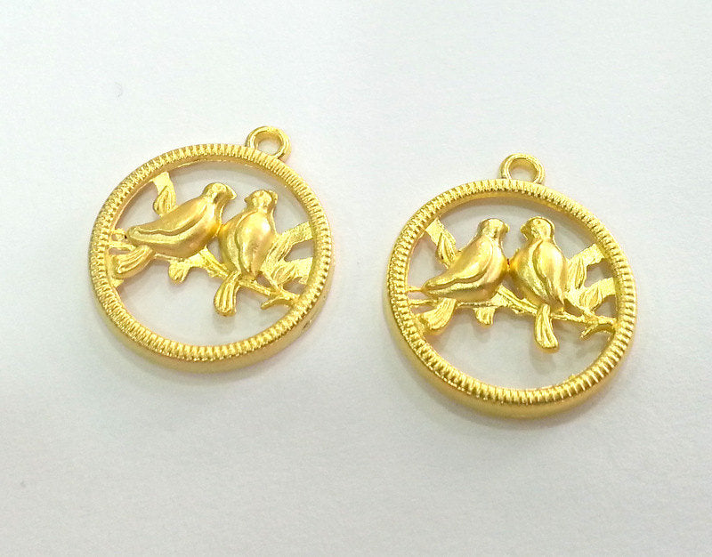 2 Gold Charms Gold Plated  Bird Charms (20 mm) G2786