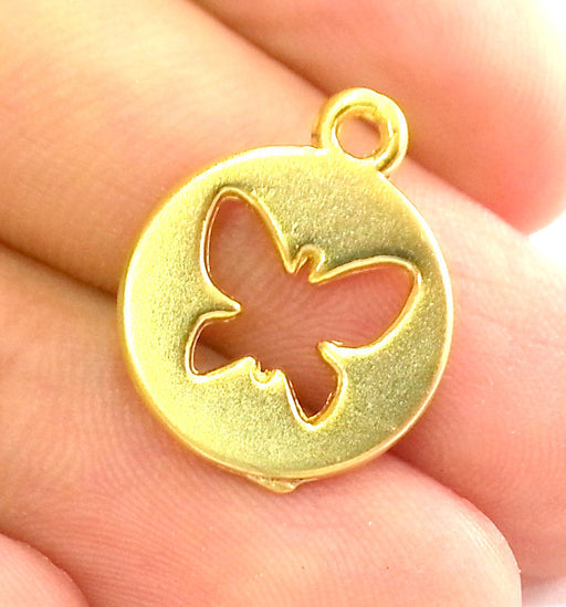 4 Butterfly Charms Gold Plated Charms  (18 mm)   G2794