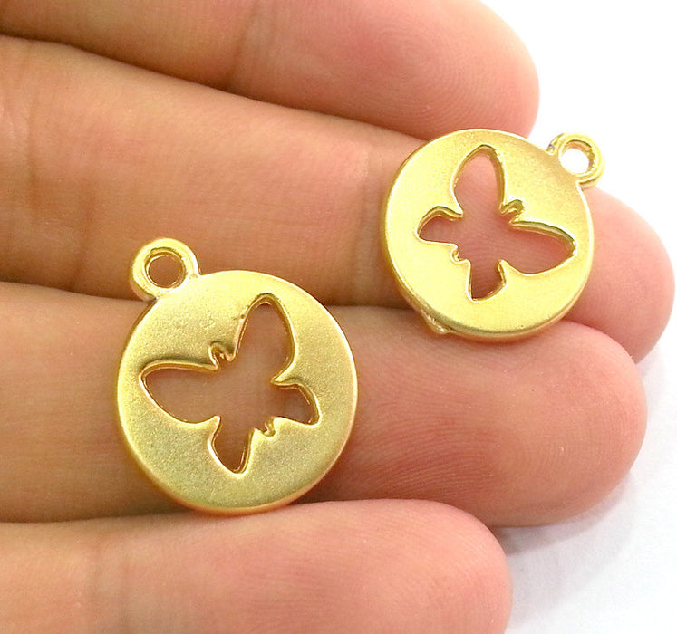 4 Butterfly Charms Gold Plated Charms  (18 mm)   G2794