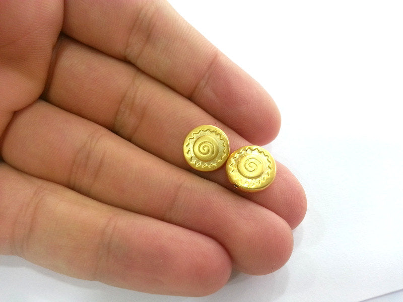 5 Gold Beads Gold Plated Metal Beads  (12 mm)  G2765