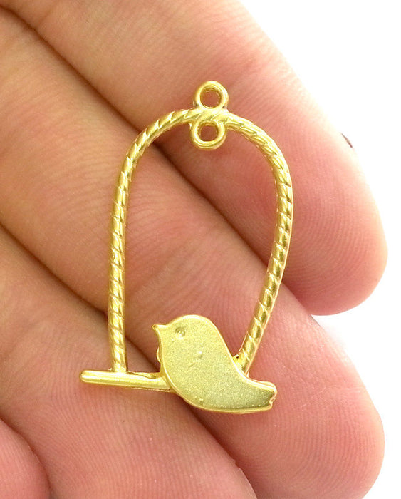 4 Bird Charms Gold Plated Bird Charms (32x19 mm)    G2780