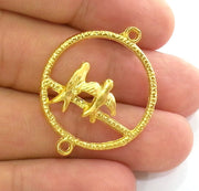 2 Gold Charms Bird Charms , Gold Plated Metal (34x26 mm) G2783