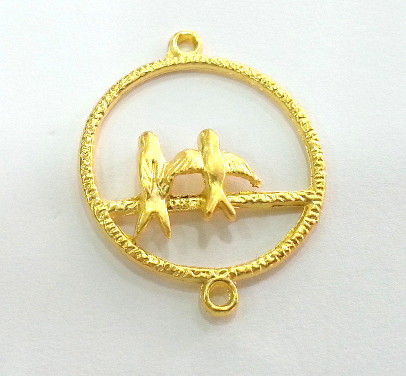 2 Gold Charms Bird Charms , Gold Plated Metal (34x26 mm) G2783