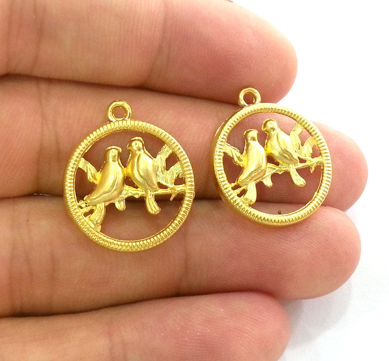 2 Gold Charms Gold Plated  Bird Charms (20 mm) G2786